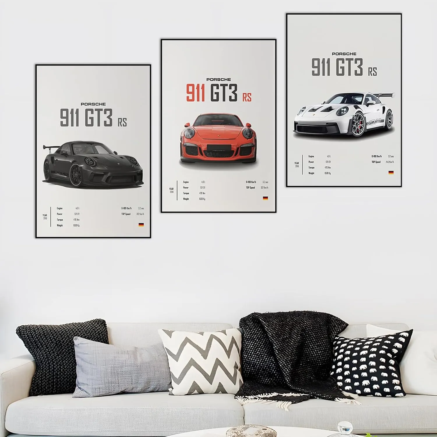VejiA Car Poster Canvas Wall Art 911 GT Turbo Posters For Men Bedroom Aesthetics Decor (12x18, Unframed 01)