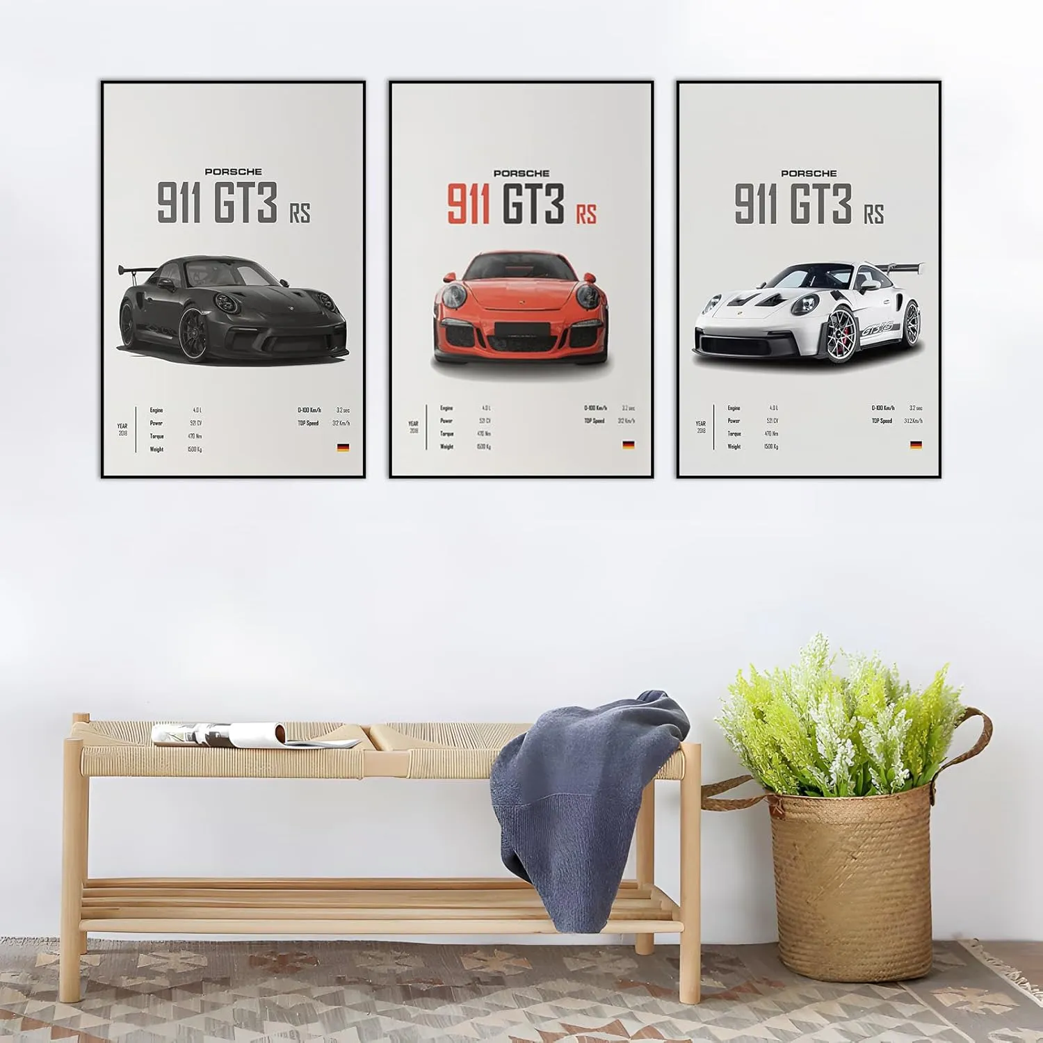 VejiA Car Poster Canvas Wall Art 911 GT Turbo Posters For Men Bedroom Aesthetics Decor (12x18, Unframed 01)