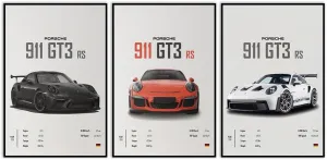VejiA Car Poster Canvas Wall Art 911 GT Turbo Posters For Men Bedroom Aesthetics Decor (12x18, Unframed 01)