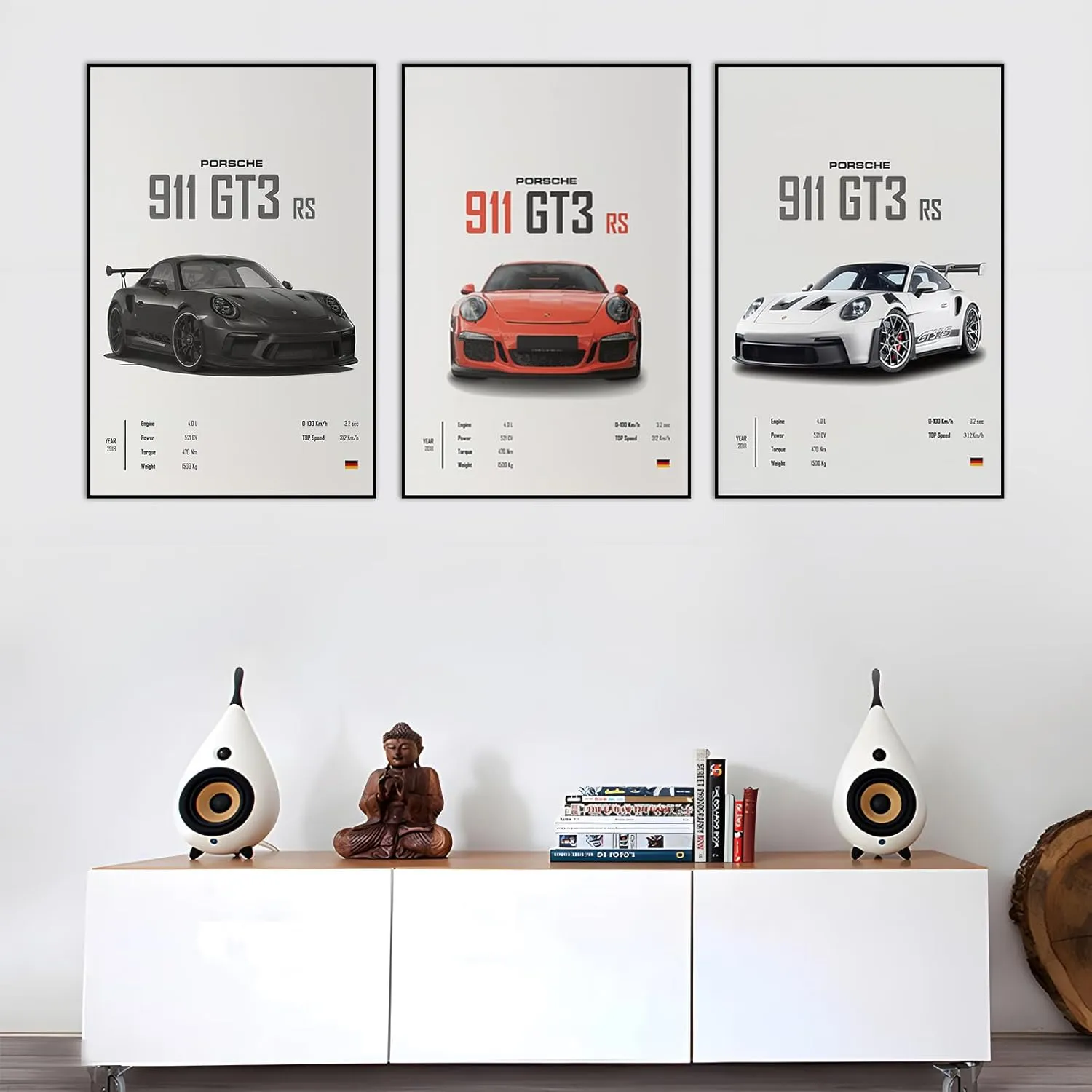 VejiA Car Poster Canvas Wall Art 911 GT Turbo Posters For Men Bedroom Aesthetics Decor (12x18, Unframed 01)