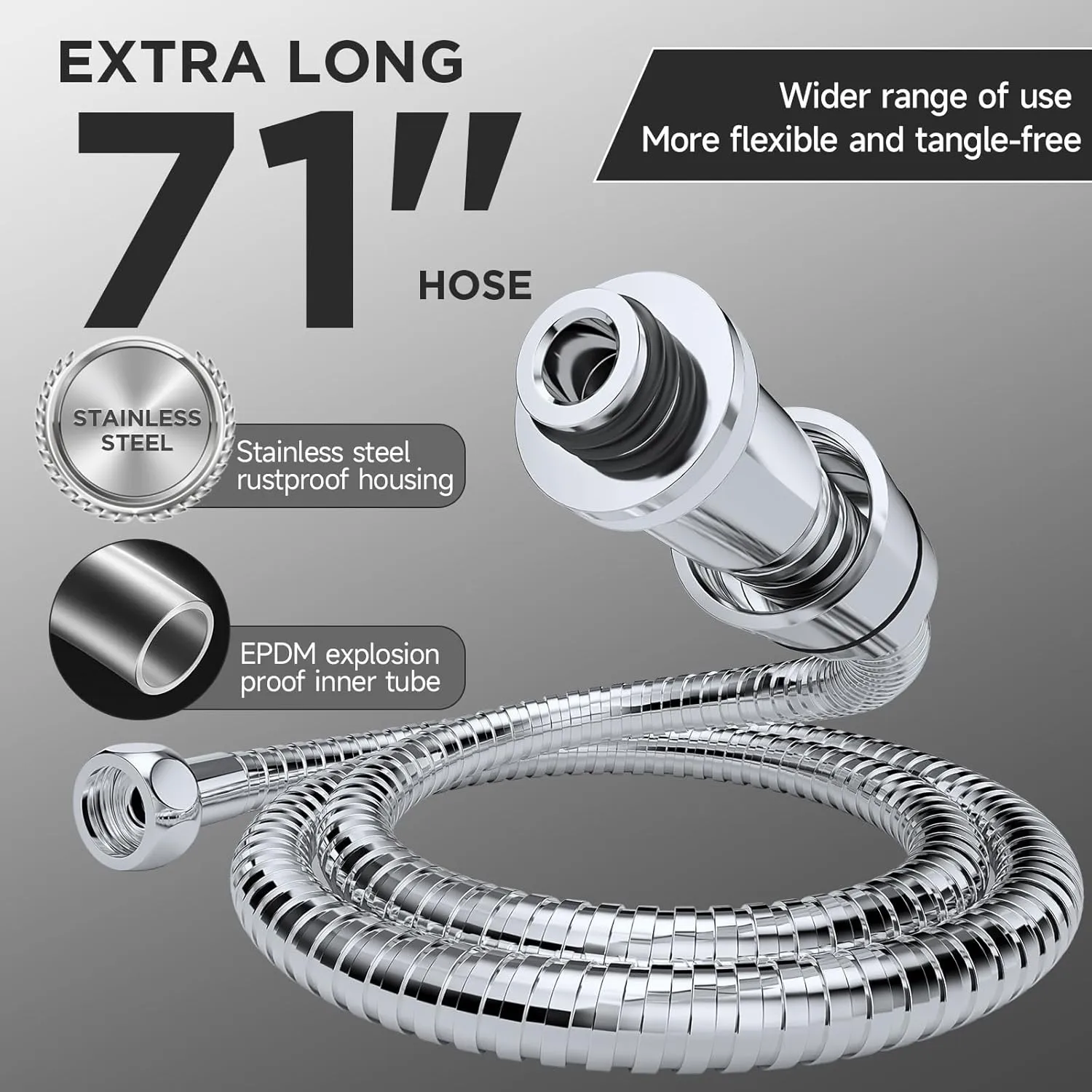 Veken Wide Rain Shower Head with 6 Modes Handheld Water Spray，High Pressure Showerhead Combo with Arm for Bathroom Accessories，Home Decor Adjustable Dual Shower with Anti-Clog Nozzles,Silver Chrome