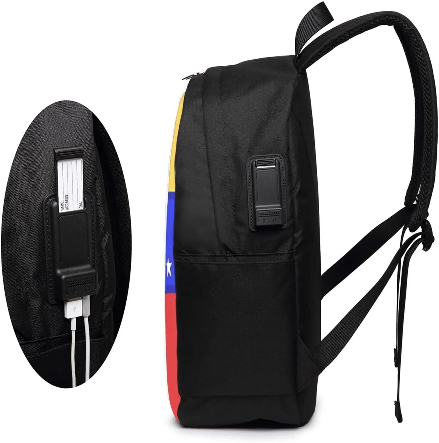 Venezuelan Venezuela Flag Laptop Backpacks Travel Backpack Casual Business Daypack Sport Rucksack Computer Bag Fits up to 17 Inch Notebook with USB Port