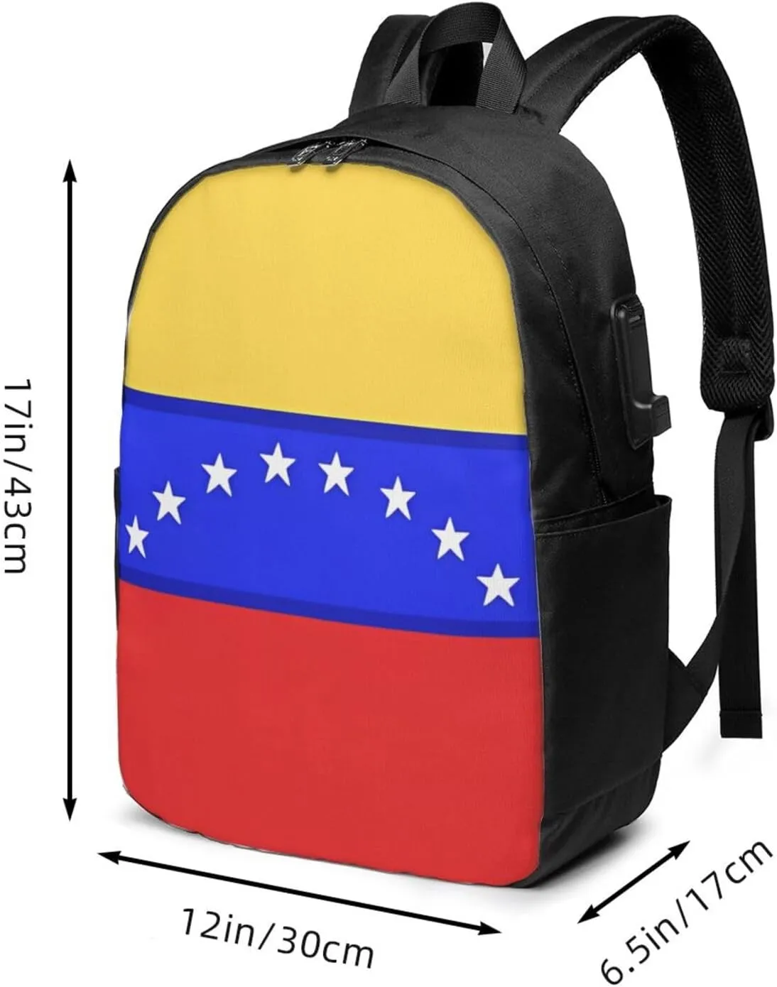 Venezuelan Venezuela Flag Laptop Backpacks Travel Backpack Casual Business Daypack Sport Rucksack Computer Bag Fits up to 17 Inch Notebook with USB Port
