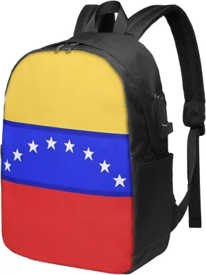 Venezuelan Venezuela Flag Laptop Backpacks Travel Backpack Casual Business Daypack Sport Rucksack Computer Bag Fits up to 17 Inch Notebook with USB Port