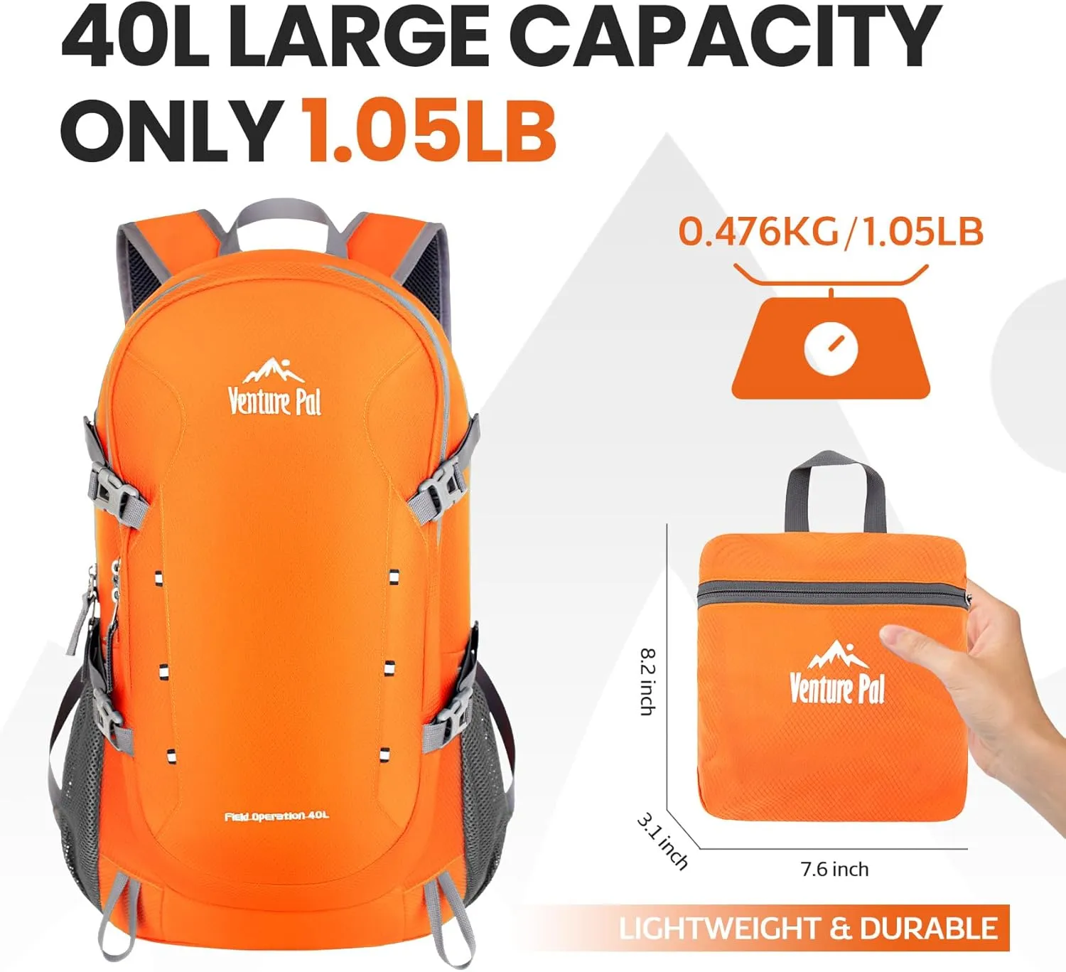 Venture Pal 40L Lightweight Packable Travel Hiking Backpack Daypack