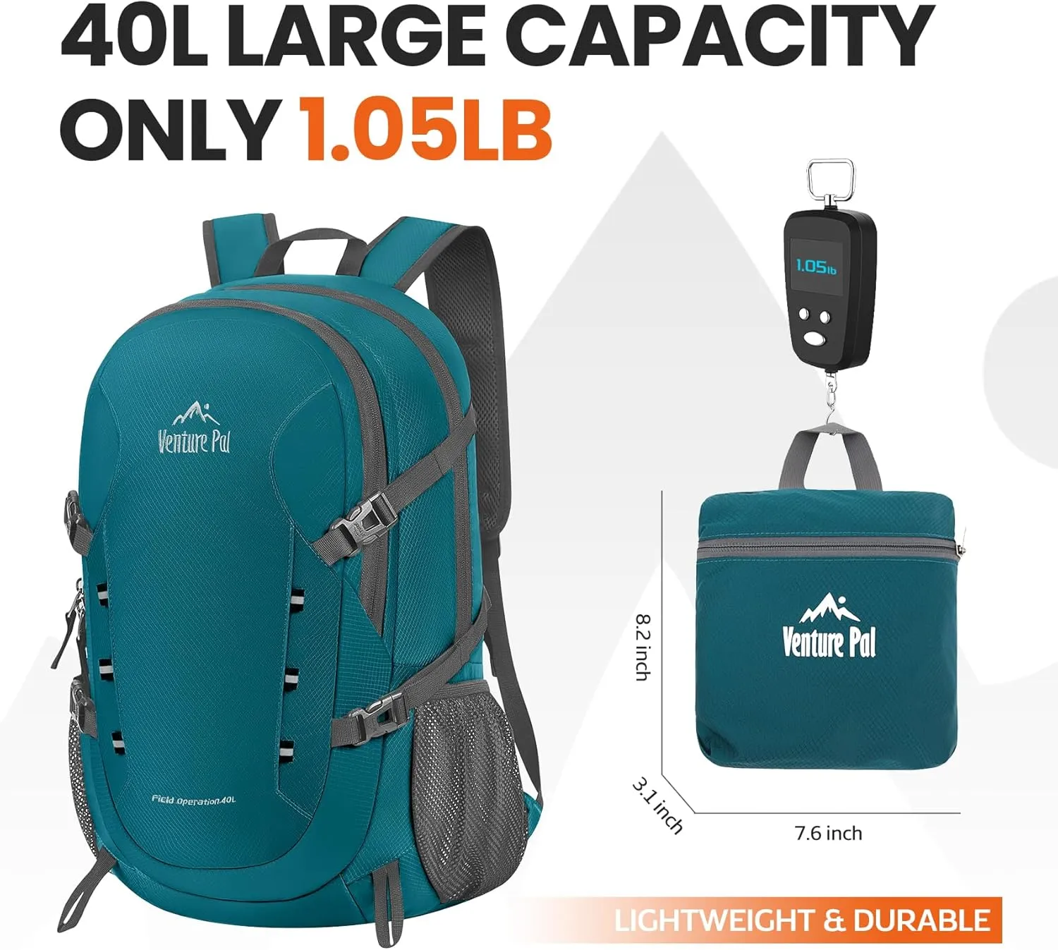 Venture Pal 40L Lightweight Packable Travel Hiking Backpack Daypack