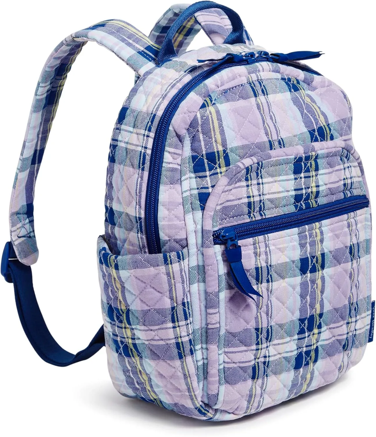 Vera Bradley Women's Cotton Small Backpack, Amethyst Plaid - Recycled Cotton, One Size