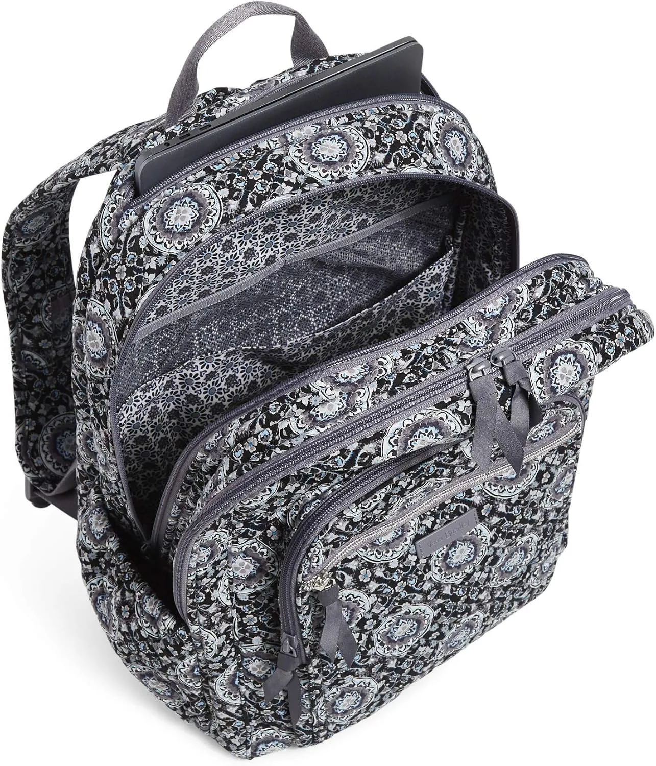 Vera Bradley Women's Cotton XL Campus Backpack, Charcoal Medallion, One Size