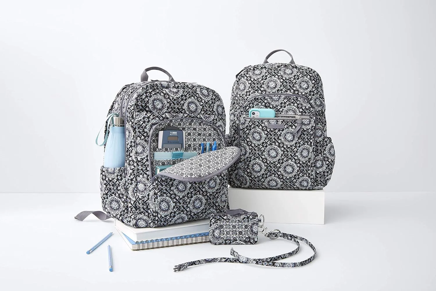 Vera Bradley Women's Cotton XL Campus Backpack, Charcoal Medallion, One Size