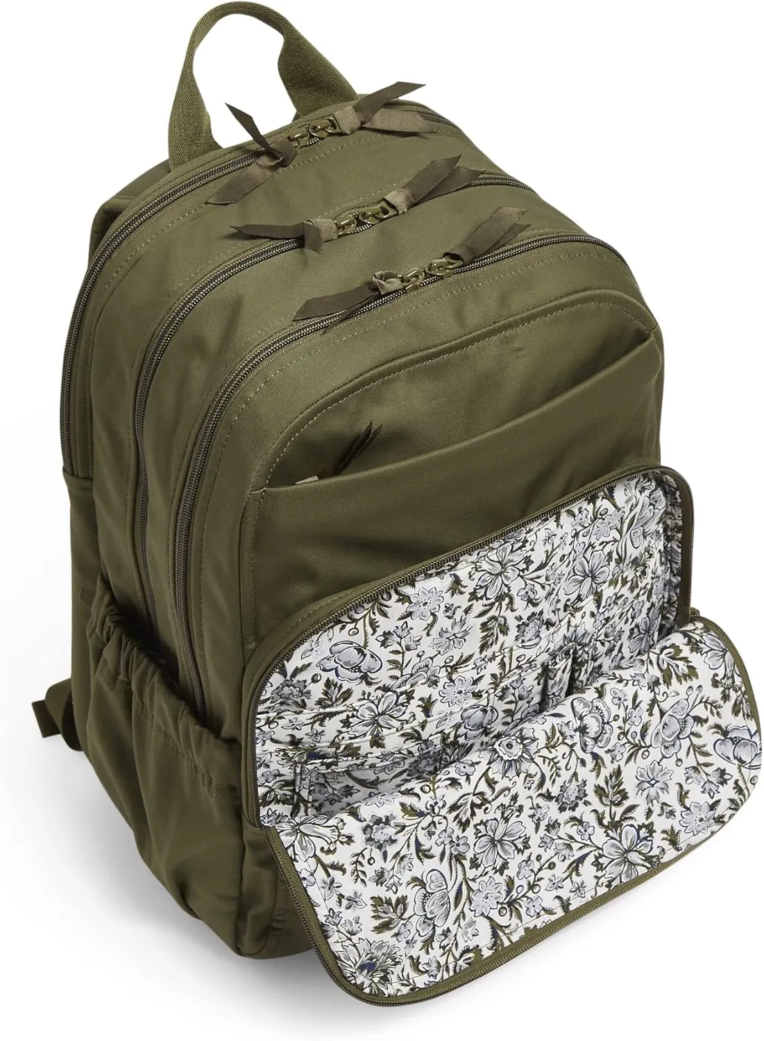 Vera Bradley Women's Cotton XL Campus Backpack, Climbing Ivy Green, One Size