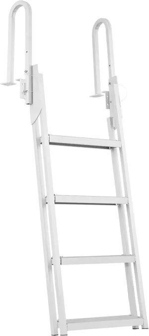 VEVOR Dock Ladder Flip Up 4/5 Steps, 350lbs Load Capacity, Aluminum Pontoon Boat Ladder with 4" Wide Step & Nonslip Mat,Swimm Step Ladder for Ship/Lake/Pool/Marine Boarding (4 Step)