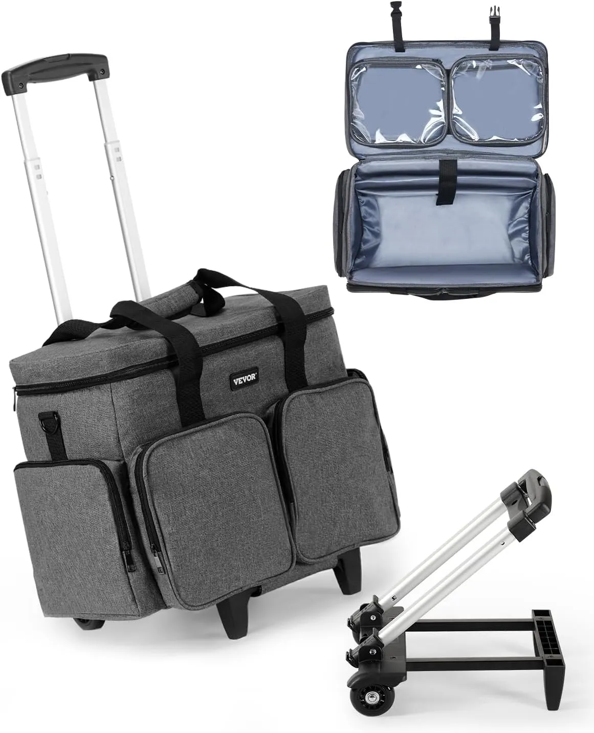 VEVOR Rolling Teacher Bag with Laptop Compartment and Detachable Dolly, Rolling Cart for Teachers with Wheels Large Teacher Tote Bag Rolling Briefcase for Teaching& Office