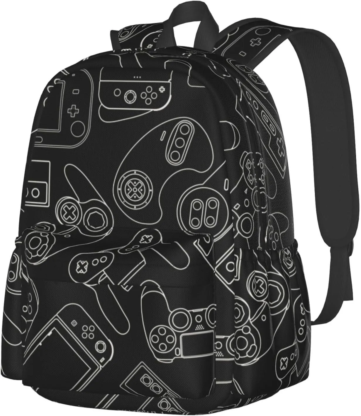 Video Game Controller Black Background Laptop Backpack For Men Women, Lightweight Daypack Bookbag For Daily Commutes Business Travel Hiking