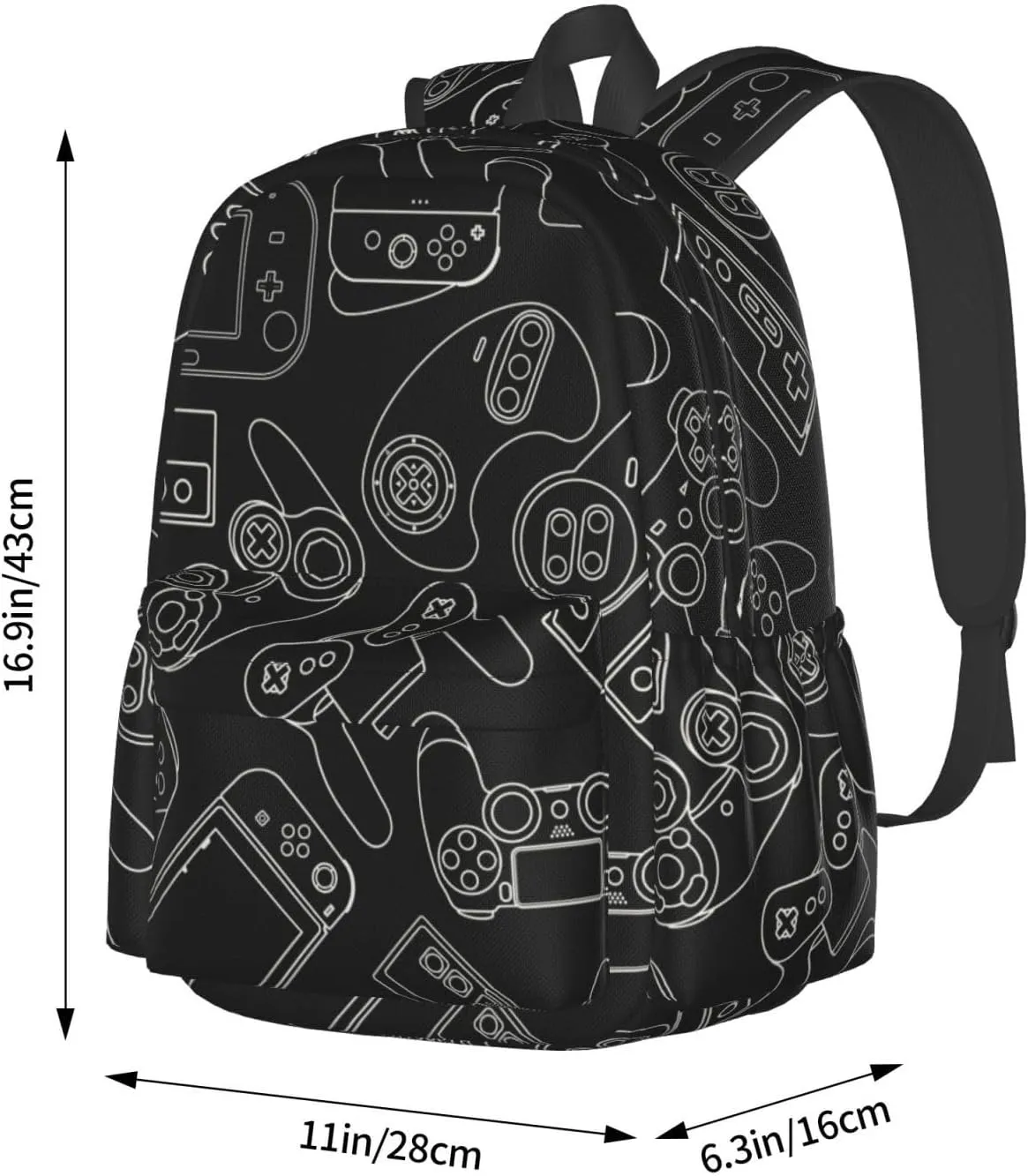 Video Game Controller Black Background Laptop Backpack For Men Women, Lightweight Daypack Bookbag For Daily Commutes Business Travel Hiking
