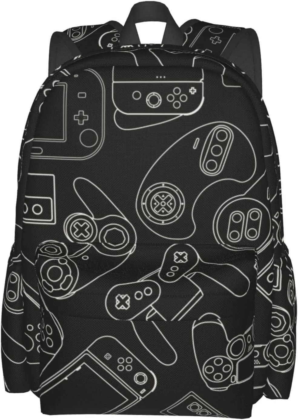 Video Game Controller Black Background Laptop Backpack For Men Women, Lightweight Daypack Bookbag For Daily Commutes Business Travel Hiking