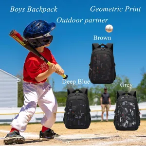 VIDOSCLA Elementary Kids Boys Backpack Teens School Bag Students BookBag for School-Grey