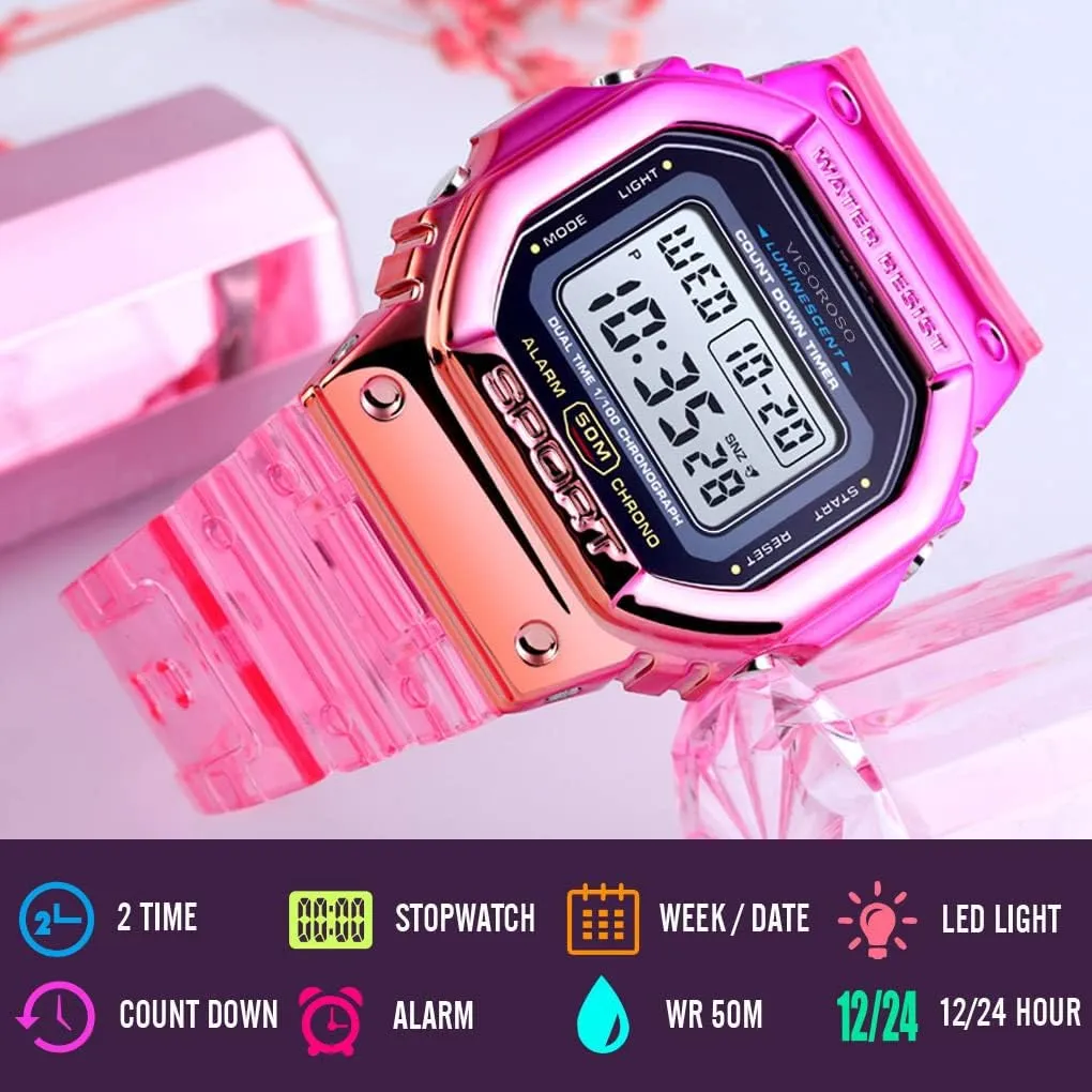 VIGOROSO Digital Watch for Women, Mens Digital Watch Men Waterproof Watches for Men Womens Watch