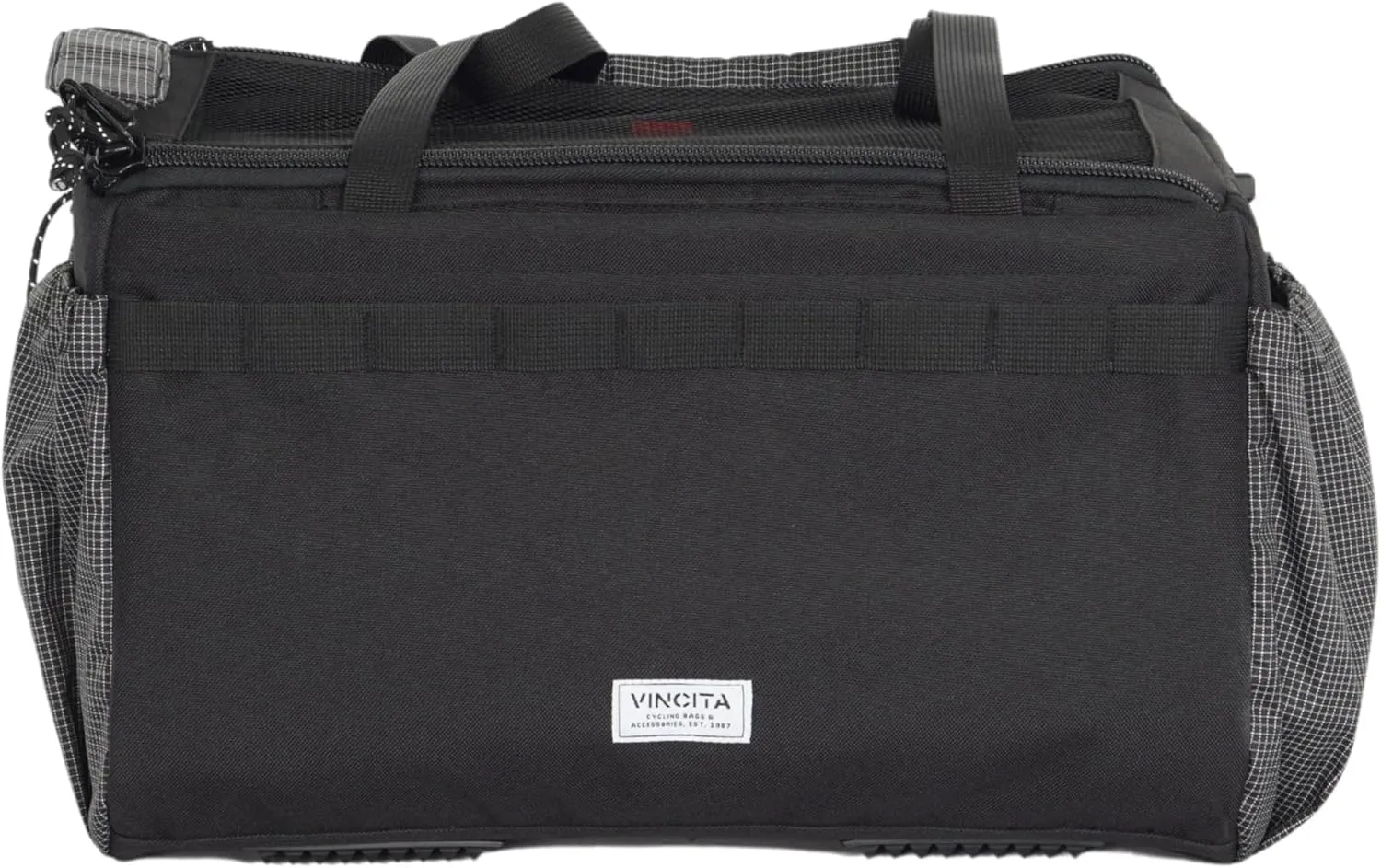 Vincita Caddy Pet Basket for Brompton Bike – Comfortable and Secure Carrier with Aluminum Frame, mesh Cover, Adjustable Strap, and Side Pockets. Compatible with Brompton Front Carrier Block. (Black)