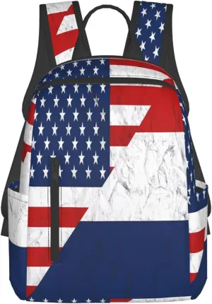 Vintage American Netherlands Flag Casual Backpacks Large Capacity Laptop Backpack Sports Fitness Rucksack Travel Carry-On Daypack Work Bag for Outdoor Camping