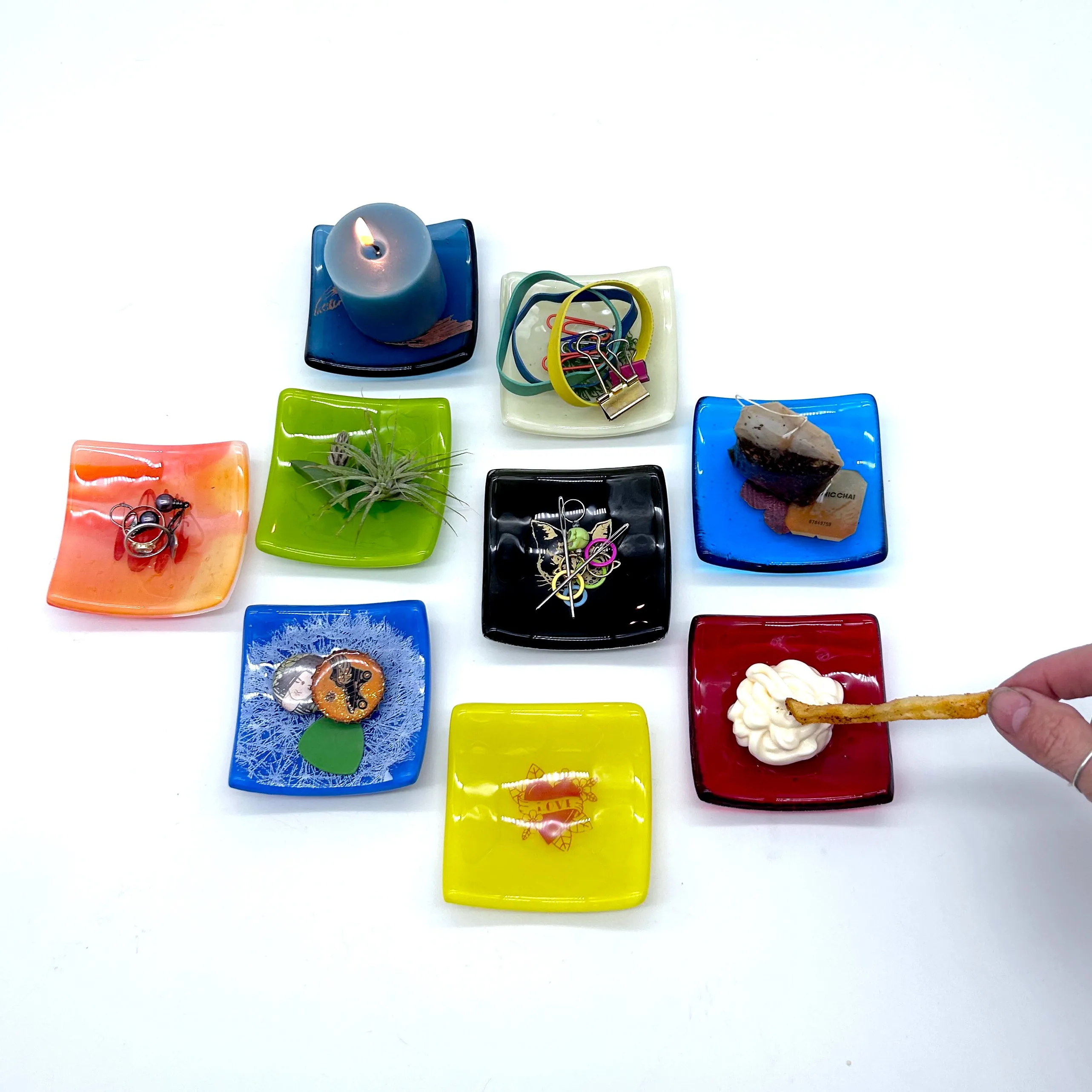 Vintage Coffee Ad Handmade 2.75" Fused Glass Small Dish