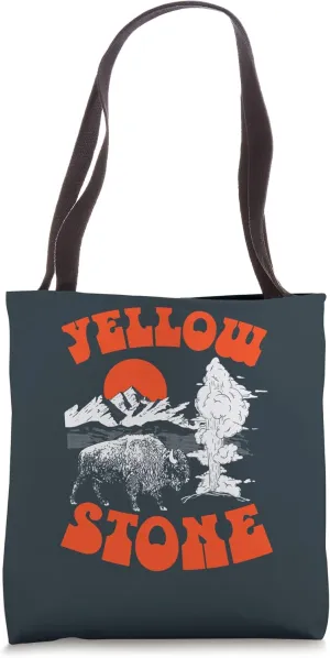 Vintage Eighties Yellowstone Park Bison Old Faithful Geyser Tote Bag