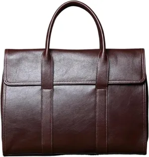 Vintage Leather Men's Briefcase Cowhide Handbag Casual Men Bag Wearable Luggage for 14 Inch Laptops