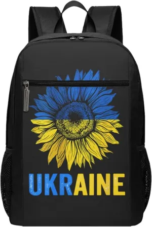 Vintage Ukraine Ukrainian Sunflower Flag Casual Backpacks Sports Backpack Large Capacity Travel Rucksack Laptop Daypack with Multi-Pockets Adjustable Strap Work Bag for Hiking
