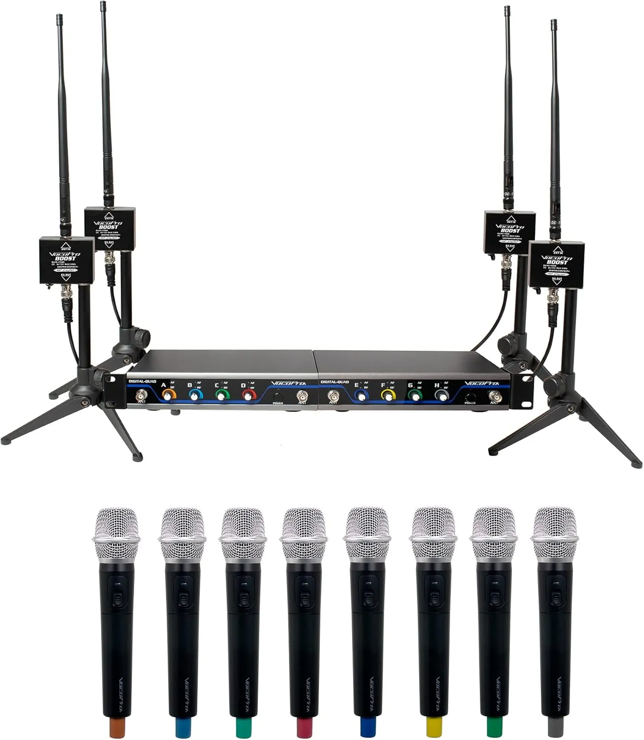 VocoPro BOOSTACAPELLA8 8-Channel Digital Dual Wireless Microphone Antenna 600 ft. Long-Range