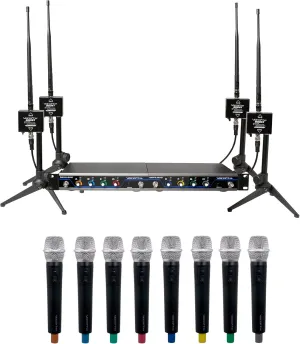 VocoPro BOOSTACAPELLA8 8-Channel Digital Dual Wireless Microphone Antenna 600 ft. Long-Range