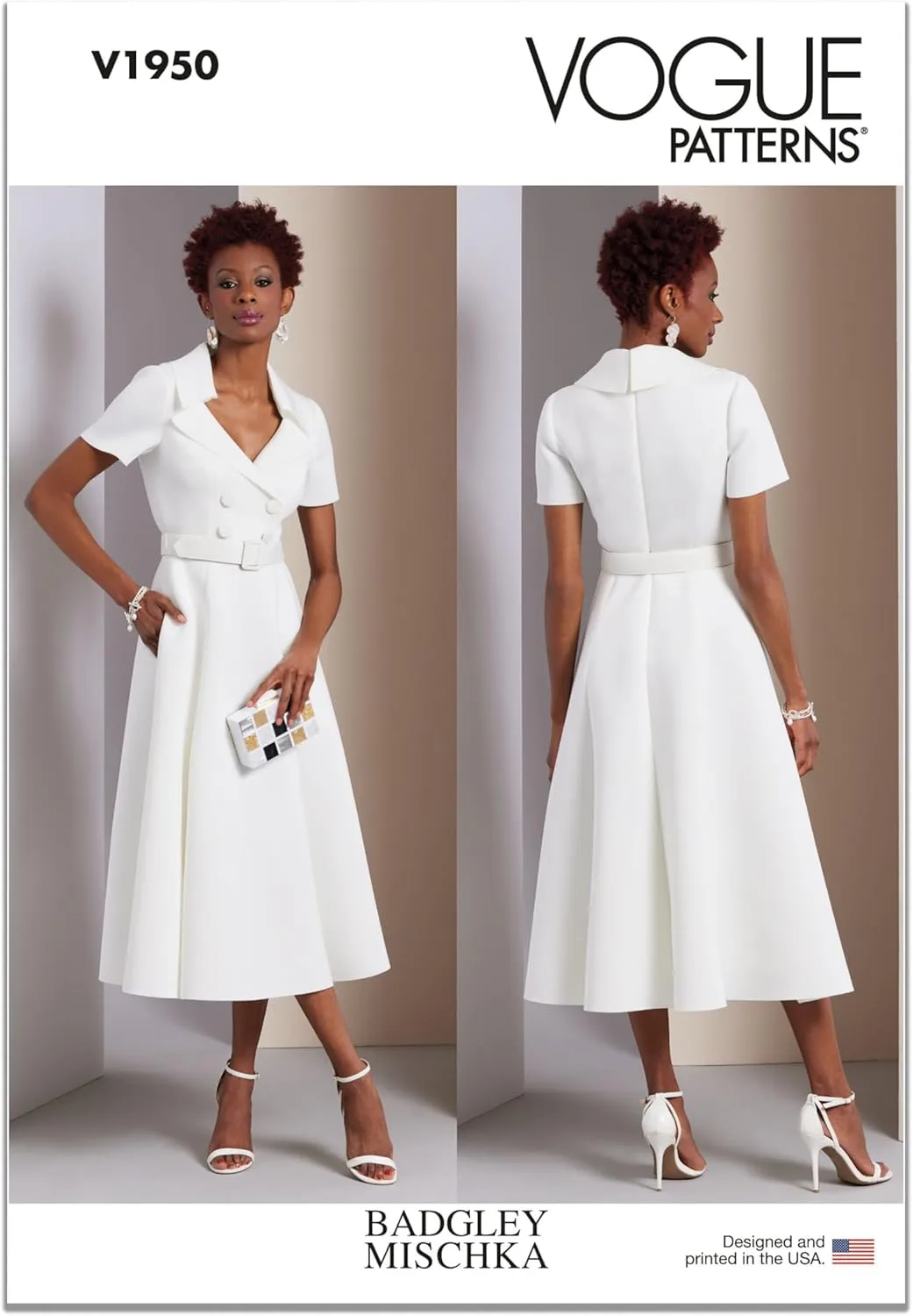 Vogue Misses' Lined Dress Sewing Pattern Packet by Badgley Mischka, Design Code V1950, Sizes 6-8-10-12-14, Multicolor