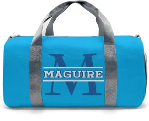 Volleyball Monogram Blue Personalized Duffel Bag with Name Custom Travel Bag for Women Men Sports Gym Dance Bags Wet Dry Pockets Shoes Compartment Overnight Weekend Bag Gift