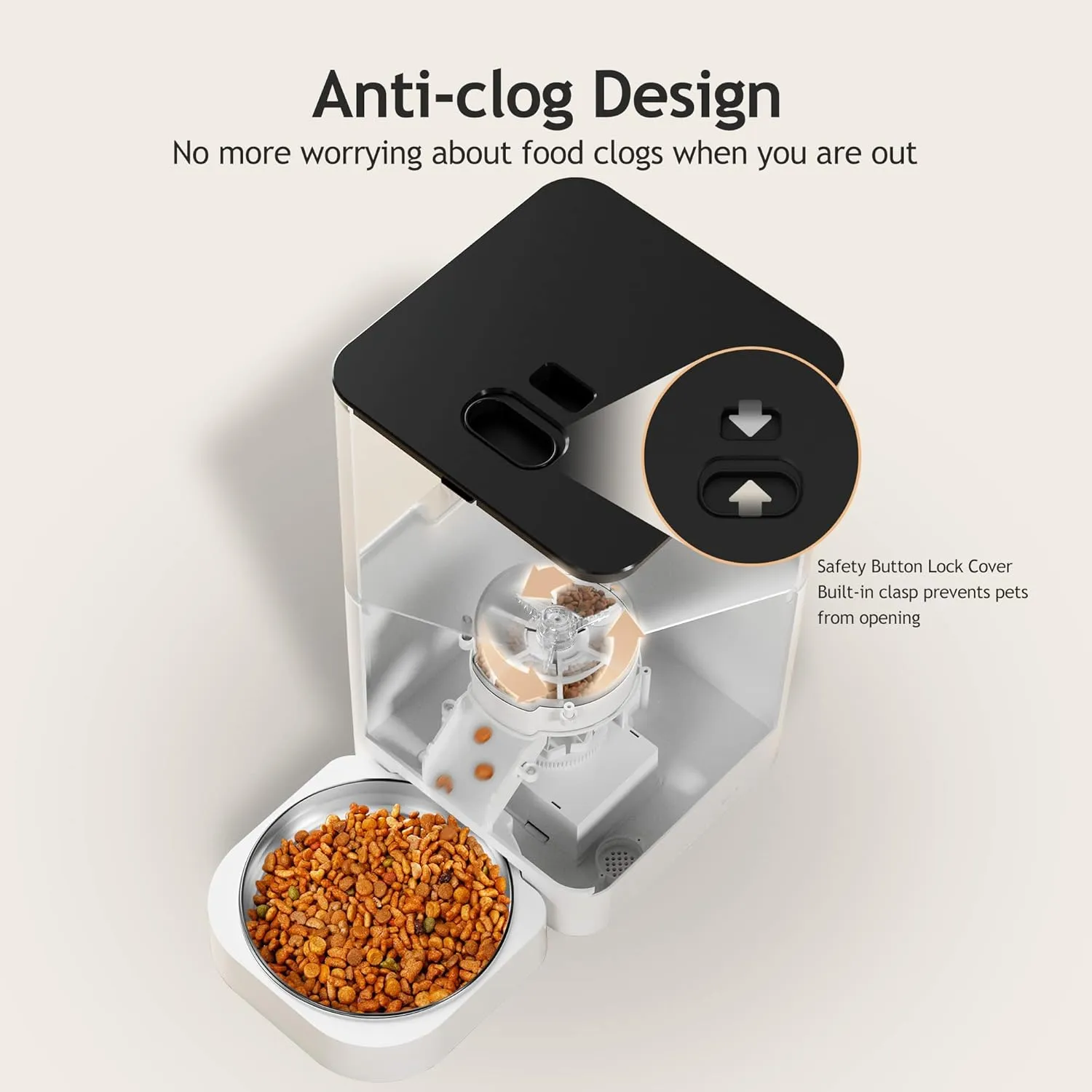VOLUAS Automatic Cat Feeders - Dry Food Dispenser with Timer, Desiccant Bag, Programmable Portion Size Control 4 Meals Per Day, 10s Voice Recorder