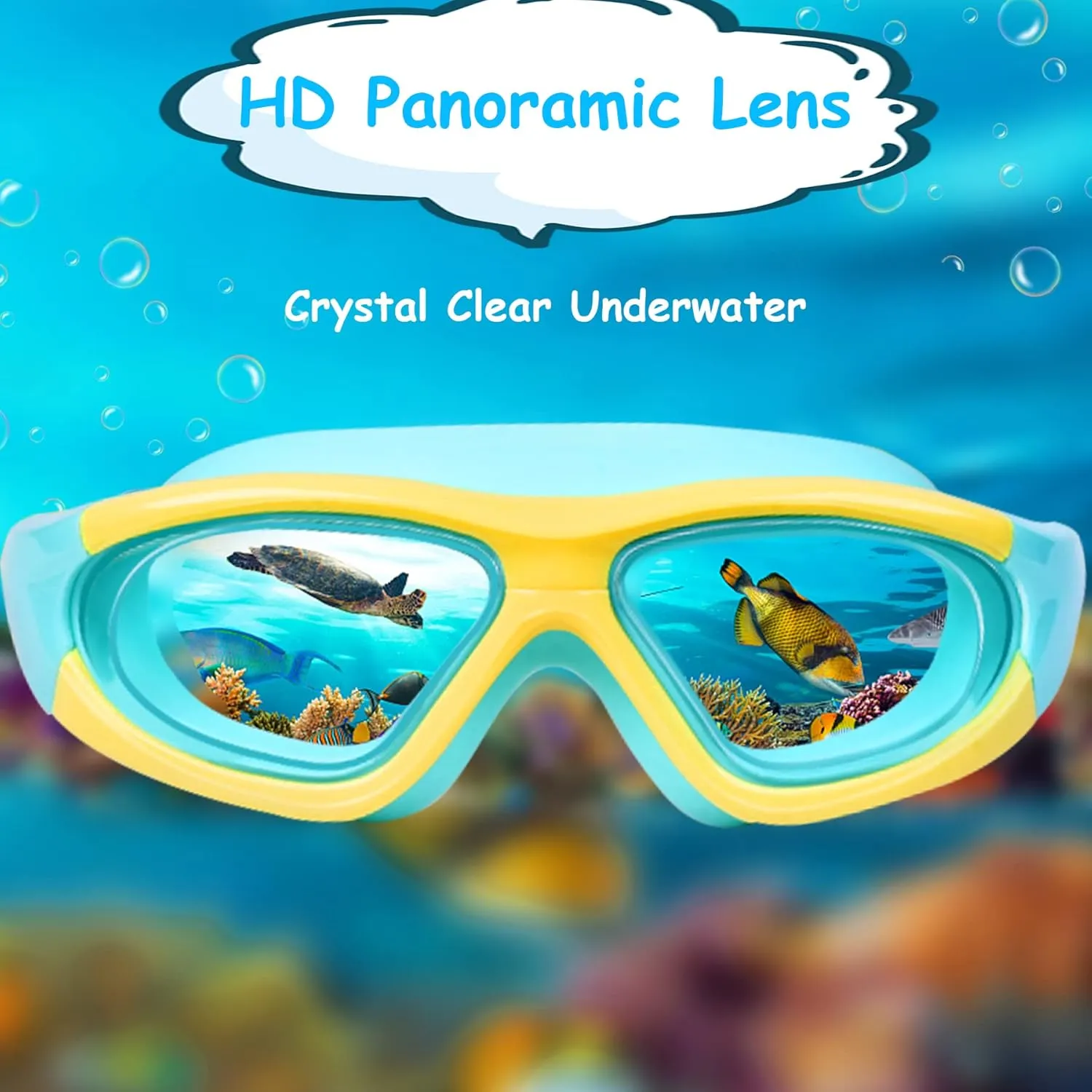 Vvinca Kids Swim Goggles for Kids 3-12, 2024 Upgraded Design with Ear&Nose Plug, Wide View Anit-Fog No Leak Water Pool Goggle
