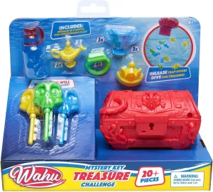 Wahu Mystery Key Treasure Challenge Pool Diving Toy Set for Kids Ages 5 , Underwater Treasure Chest and Key Diving Search Game for Pool
