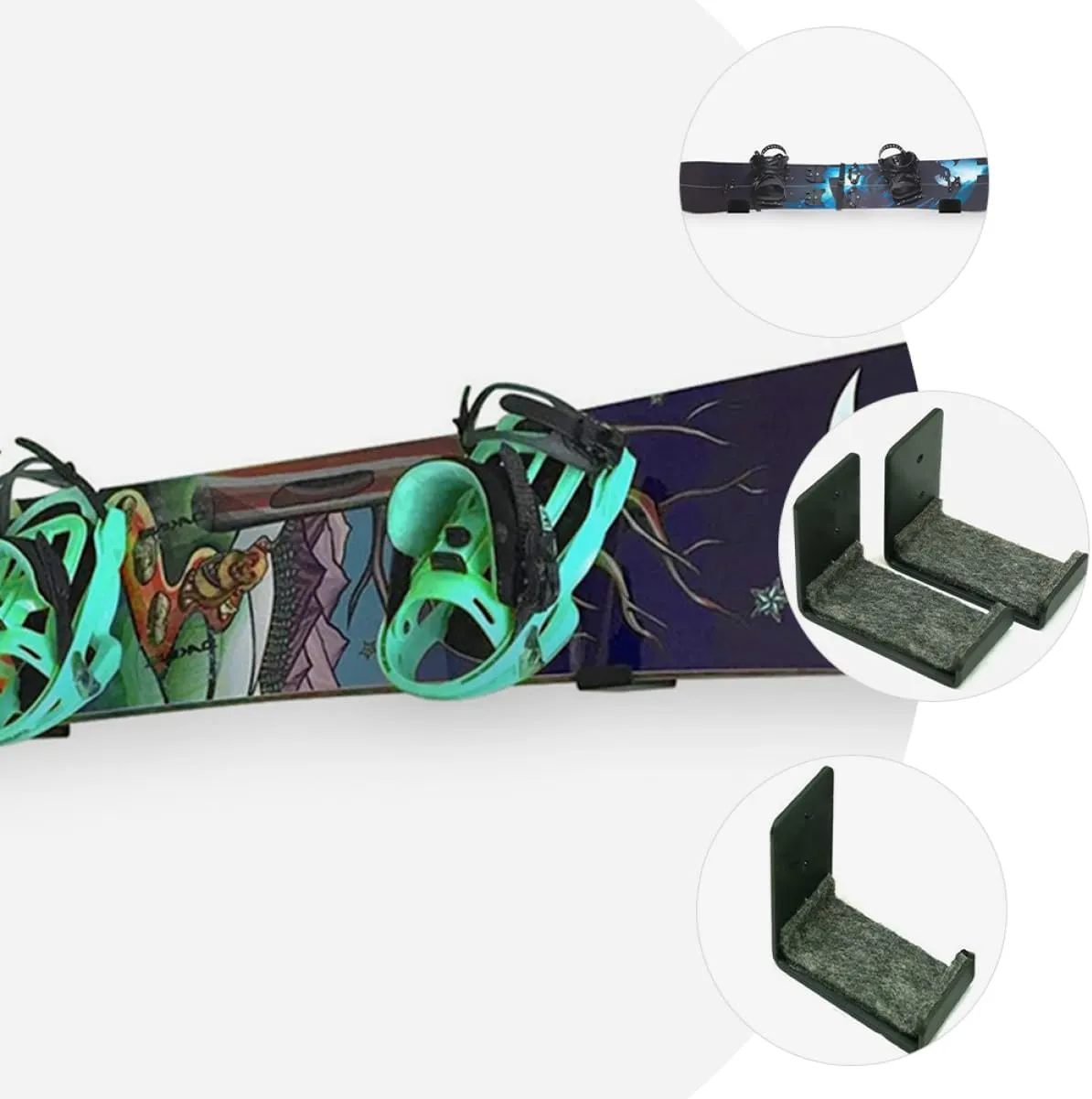 Wall Mount Snowboard Display Rack Stylish Ski Board Holder for Home and Garage Storage Multi Functional