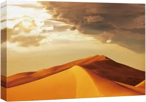 wall26 Canvas Print Wall Art Dark Clouds Over Orange Desert Sand Dunes Nature Wilderness Photography Realism Rustic Portrait Colorful Multicolor for Living Room, Bedroom, Office - 12"x18"