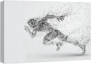 wall26 Canvas Print Wall Art Dot Explosion Abstract Track & Field Runner Sports Athletes Digital Art Modern Art Rustic Scenic Urban Exercise Colorful for Living Room, Bedroom, Office - 32"x48"
