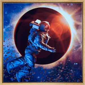 wall26 Framed Canvas Print Wall Art Vibrant Solar Eclipse Planet Star Galaxy Astronomy & Space Fantasy & Sci-Fi Digital Art Pop Art Decorative for Living Room, Bedroom, Office - 24"x24" Natural