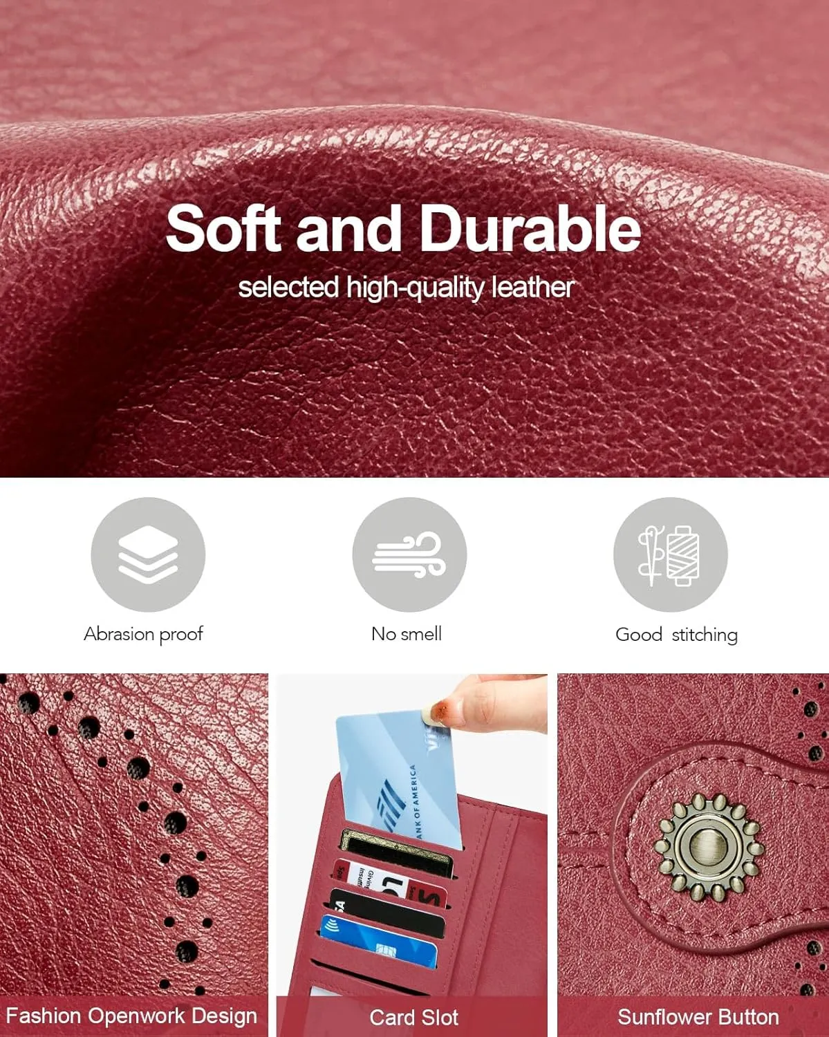 Wallet for Women RFID Blocking Leather Large Capacity Card Holder Ladies Phone Clutch Travel Long Purse Wristlet