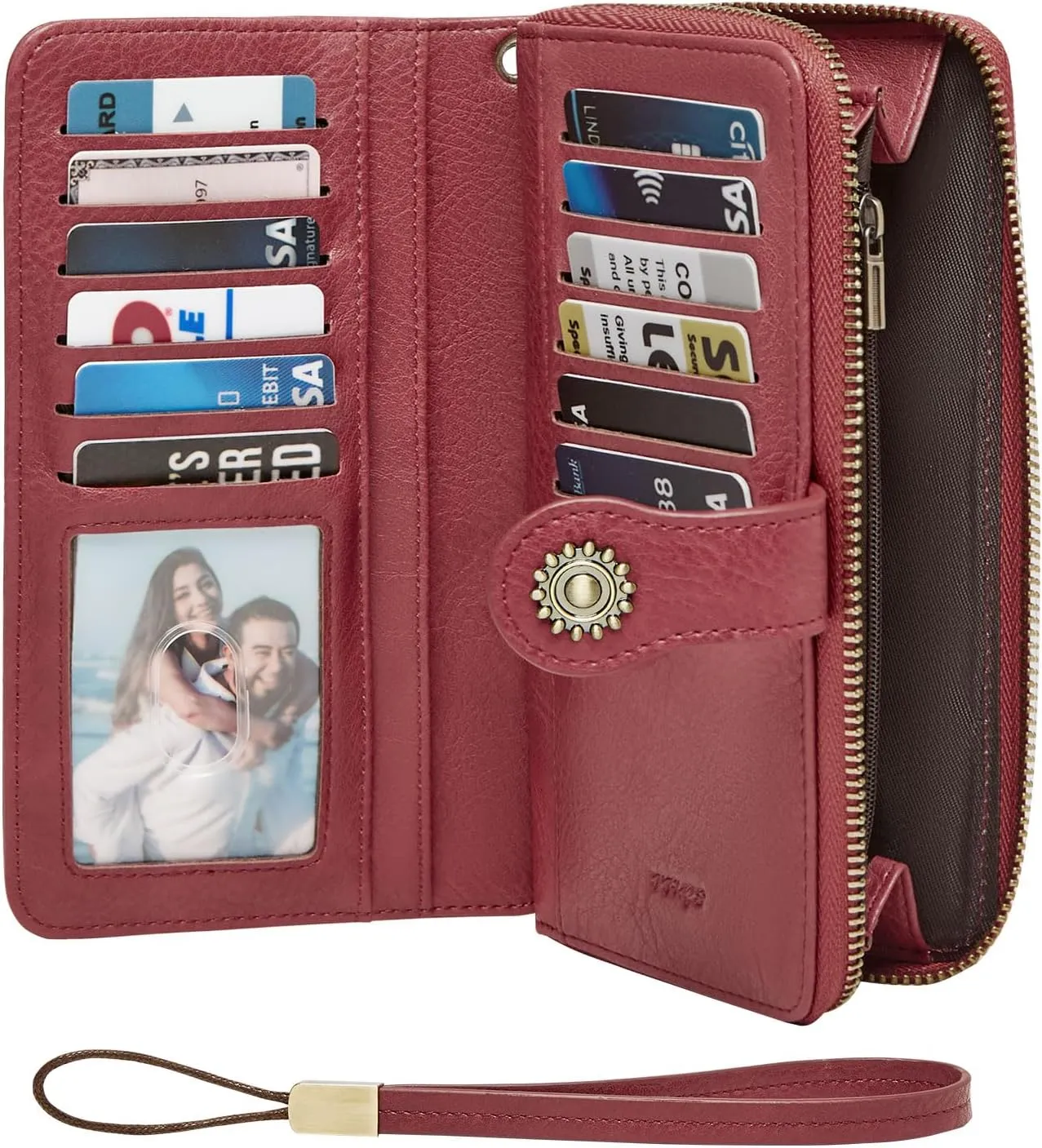 Wallet for Women RFID Blocking Leather Large Capacity Card Holder Ladies Phone Clutch Travel Long Purse Wristlet