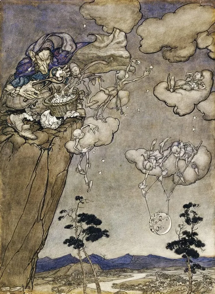 WALLKiART Famous Painting Picture Painting Print Paintings Wall Art an to Rip Van Winkle by Arthur Rackham Abstract Artwork for Home Decor 60x90cm