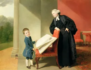 WALLKiART Famous Painting Picture Painting Print Paintings Wall Art the Reverend Randall Burroughes and His Son Ellis by Johan Zoffany Abstract Artwork for Home Decor 60x90cm