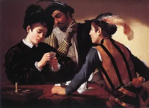 WALLKiART Vintage Canvas Prints Modern Picture Abstract Picture the Cardsharps by Caravaggio Prints Painting for Home Decor 60x90cm