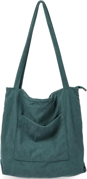 WantGor Women Corduroy Tote Bag, Large Shoulder Hobo Bags Casual Handbags Big Capacity Shopping Work Bag