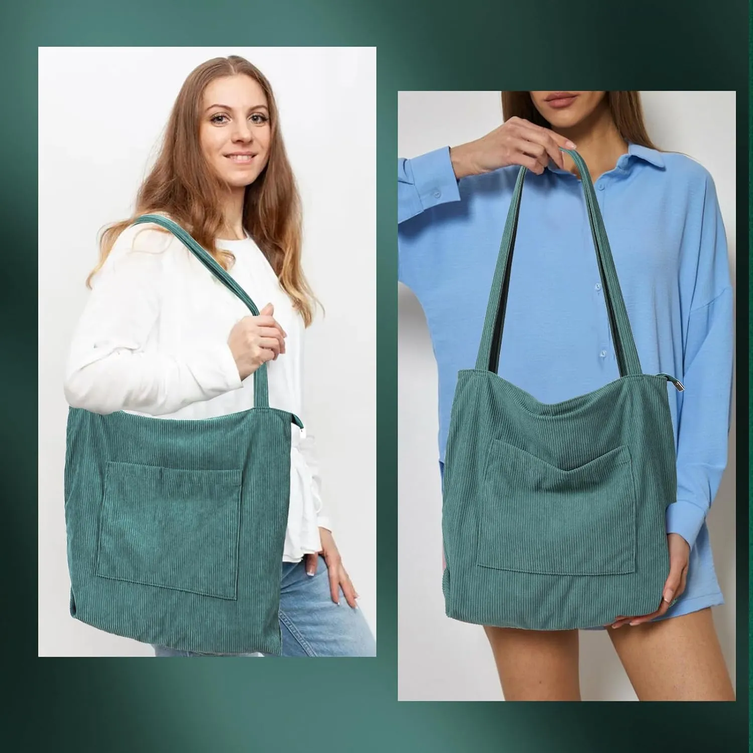 WantGor Women Corduroy Tote Bag, Large Shoulder Hobo Bags Casual Handbags Big Capacity Shopping Work Bag