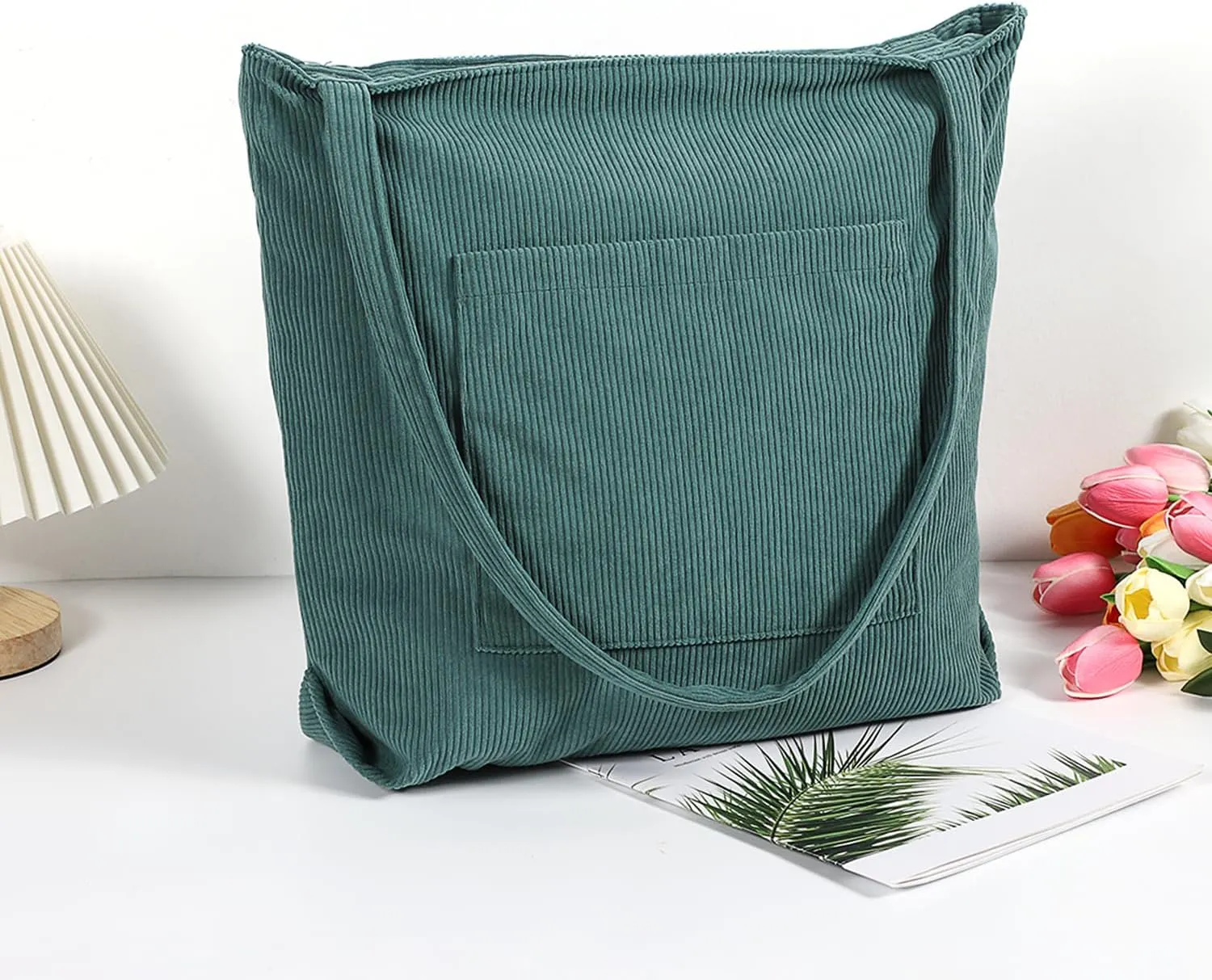 WantGor Women Corduroy Tote Bag, Large Shoulder Hobo Bags Casual Handbags Big Capacity Shopping Work Bag