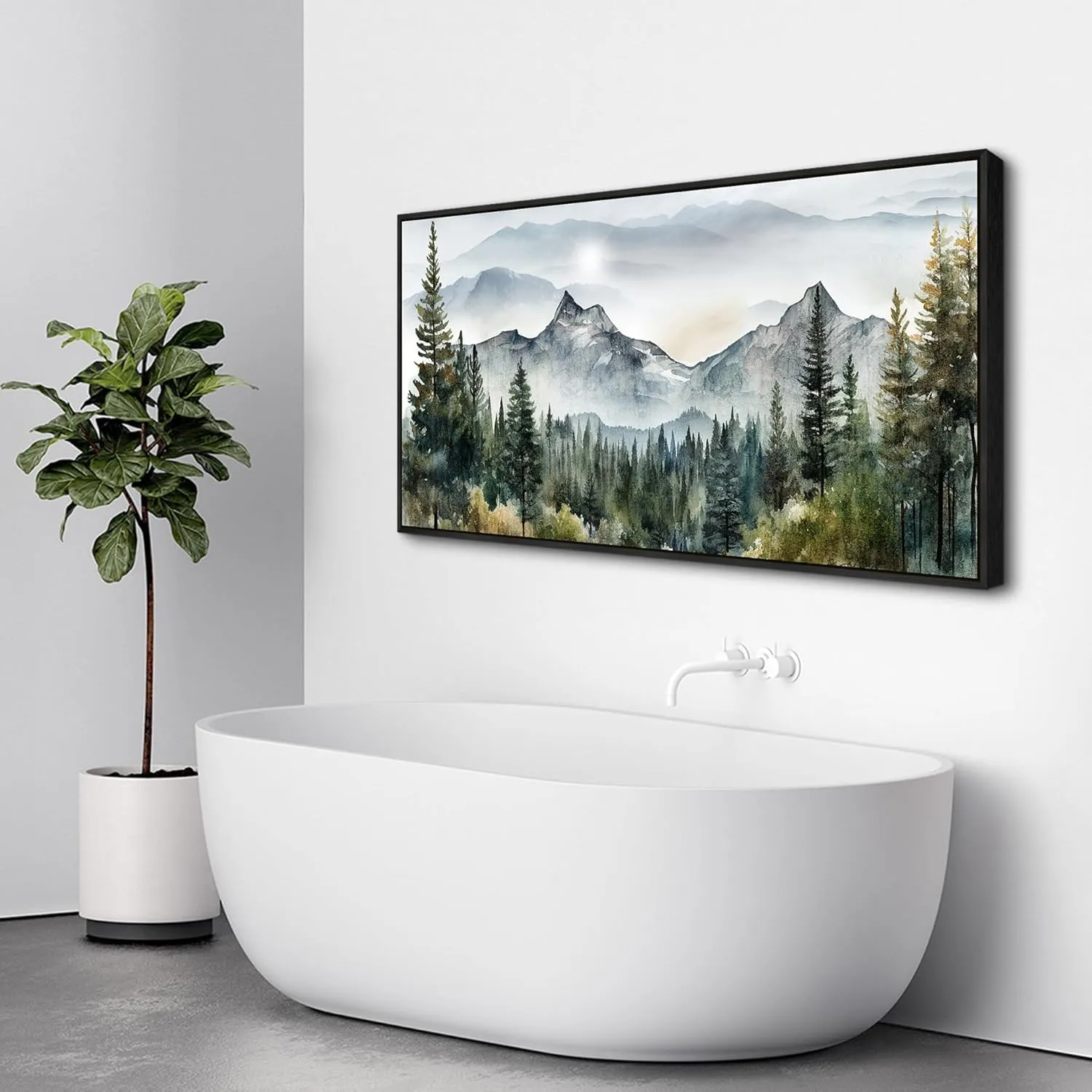 Wapluam Abstract Mountain Landscape Wall Painting Black Framed Canvas Wall Art For Living Room Bedroom Large Wall Decor Modern Home Decor Office Wall Decorations Pictures Ready To Hang ArtWorks