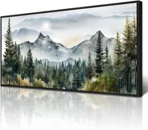 Wapluam Abstract Mountain Landscape Wall Painting Black Framed Canvas Wall Art For Living Room Bedroom Large Wall Decor Modern Home Decor Office Wall Decorations Pictures Ready To Hang ArtWorks