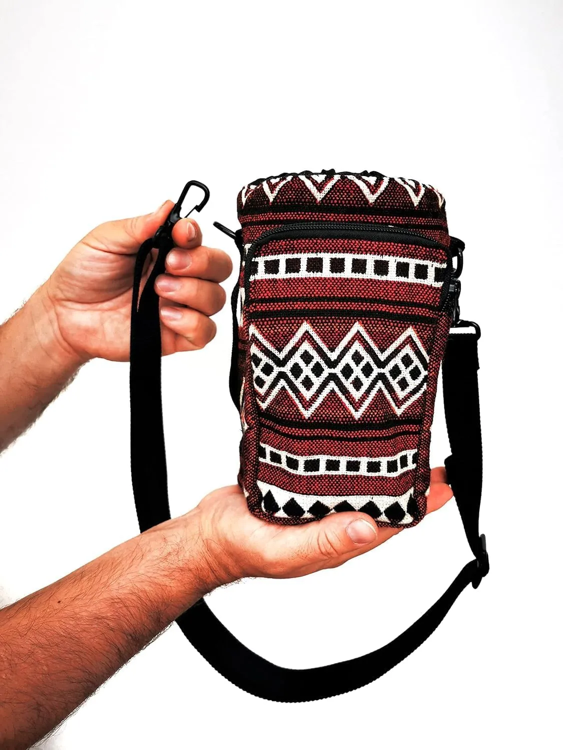 Water Bottle Holder with Strap & Pocket for Phone, Card, Cash or Keys | Bottle Sleeve Carrier for Walking, Backpacking | Hydro and Iron Flask Sling Bag | Camping Accessories