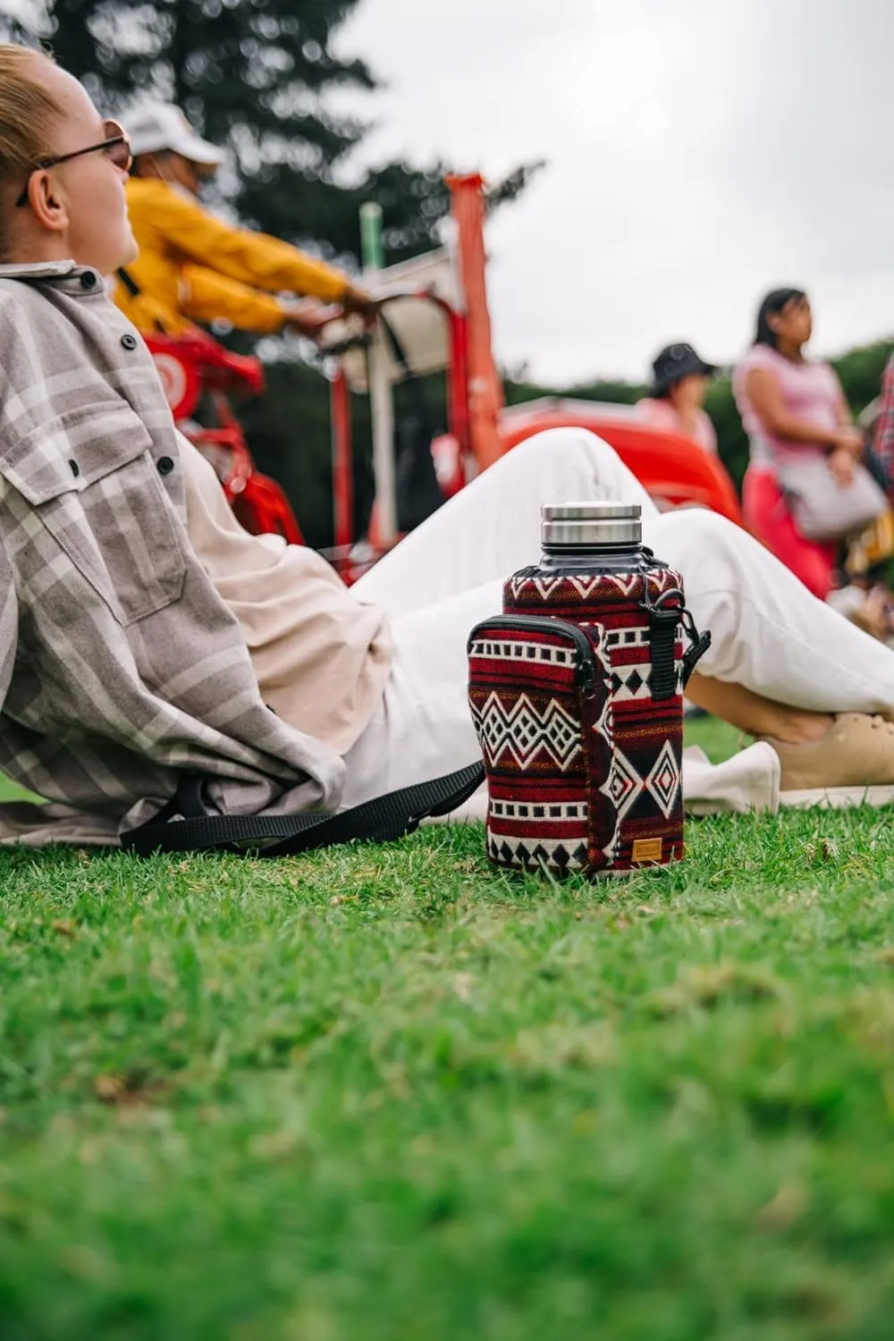 Water Bottle Holder with Strap & Pocket for Phone, Card, Cash or Keys | Bottle Sleeve Carrier for Walking, Backpacking | Hydro and Iron Flask Sling Bag | Camping Accessories